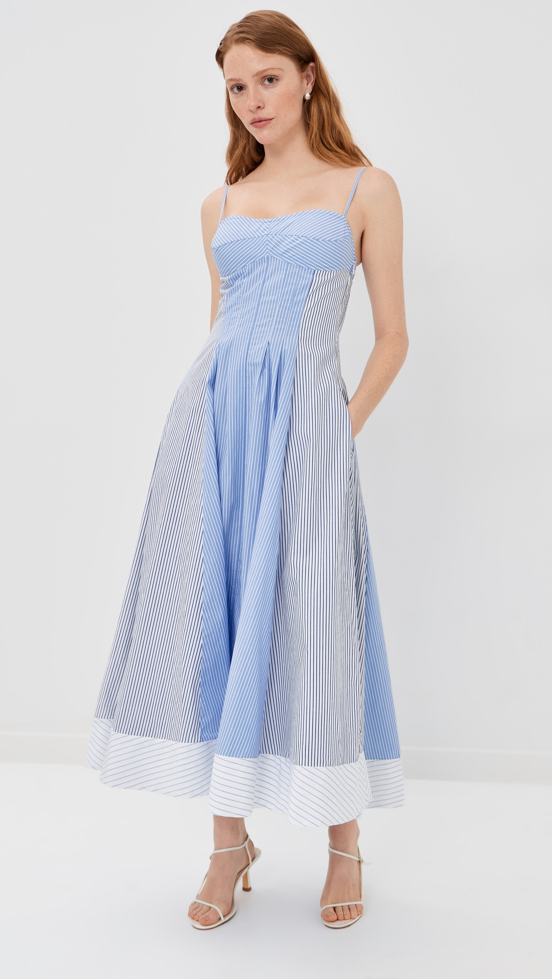 SIMKHAI Chamberlain Cotton Midi Dress Periwinkle Multi Stripe 6 | Shopbop