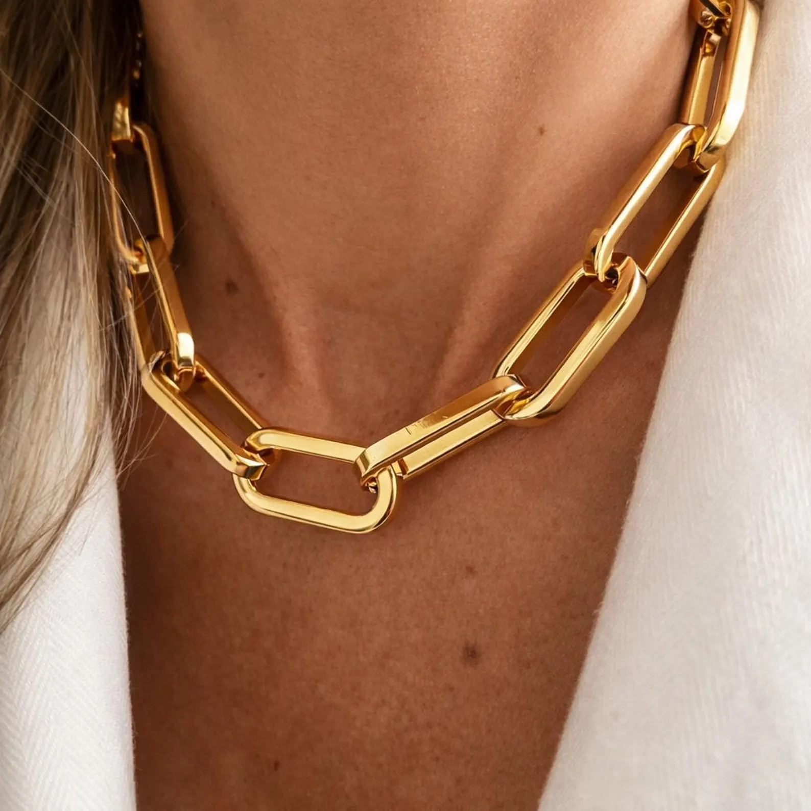 Chunky Gold Choker | 18k Large Padlock Chain Necklace Lobster Clasp Necklace Layering Chain Neckl... | Etsy (US)