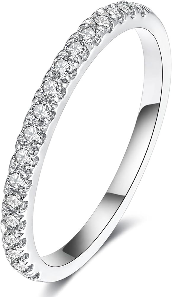 IMOLOVE Lab Grown Diamond Wedding Bands, 0.3-0.42 Carat, Eternity Rings in 18K White Gold & Sterl... | Amazon (US)