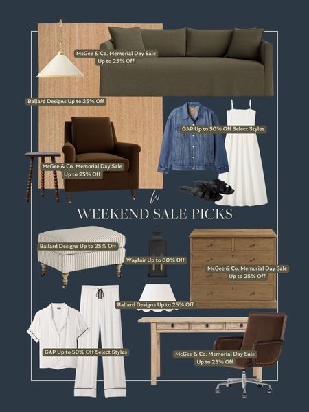 Weekend sale picks! There are tons of sales happening this weekend, including the big annual McGee & Co. Memorial Day sale! Take up to 25% off site wide! Ballard Designs is also up to 25% off, and GAP has tons of beautiful new arrivals that are up to 50% off! 

#LTKHome #LTKSaleAlert #LTKStyleTip
