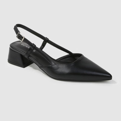 Berness Women's Vieda Faux Leather Slingback Block Heel Pumps Black 8 | Target