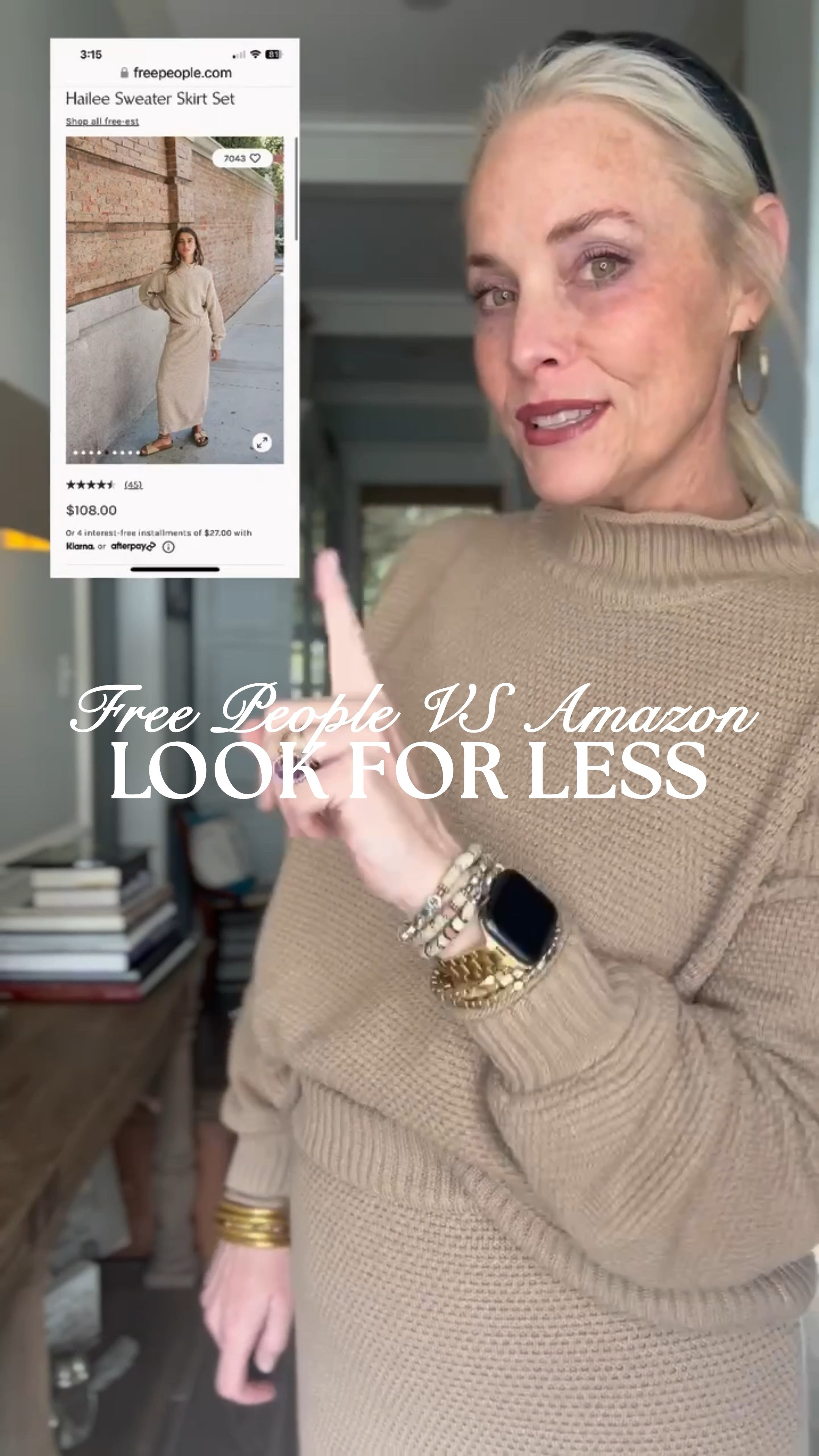 True story. This FP look for less of the Hailee Sweater Skirt Set from Amazon is so TOP NOTCH that when I walked into the FP store, the sales associate literally said, “Oh I love the way our Hailee looks on you!” 🤯 The fit is very similar to the real deal and so is the material. The color is a little different, but this one won’t show dirt or stains as easily as the one from FP. This one doesn’t run as big as the FP one, so if you’re not into the really oversized fit, this would also be a good choice for you. It comes in sizes S-XL, and I’m in a medium in the color khaki. I’m wearing my taupe suede knee boots from Target, brown fleece-lined sheer looking tights from Amazon for the added warmth needed in February. I finished the look off with my everyday gold jewelry and watch band from Amazon, my personalized bracelet stack from Etsy

#LTKFindsUnder50 #LTKOver40 #LTKMidsize