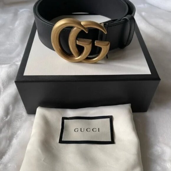 💙Gucci Black Leather Belt with Gold GG Buckle💙 | Poshmark