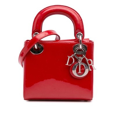 Authenticated Dior Mini Patent Lady Dior Red Leather Satchel | eBay US