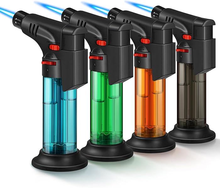4 Pack of Torch Lighter, Jet Flame, Butane gas, Mini Refillable Windproof Lighters, for candle, f... | Amazon (US)