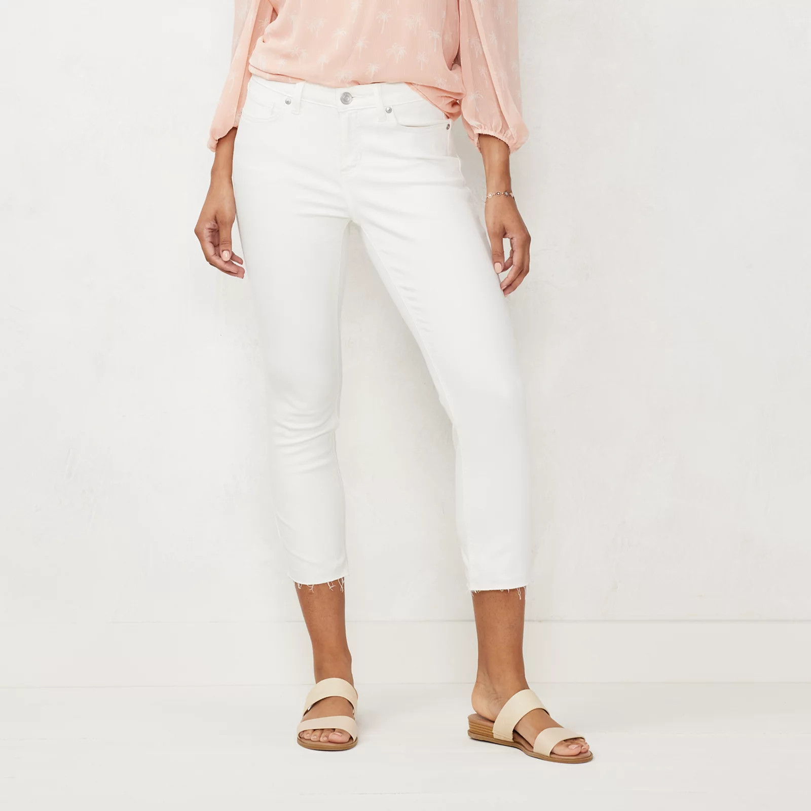 Women's LC Lauren Conrad The Skinny Crop Jeans, Size: 16, White | Kohl's