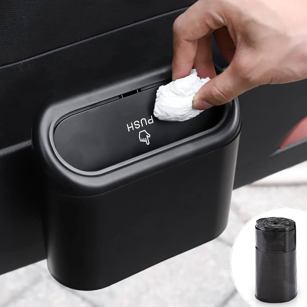 Accmor Car Trash Can with Lid, Mini Auto Dustbin Garbage Organizer with One Roll Plastic Trash Ba... | Amazon (US)