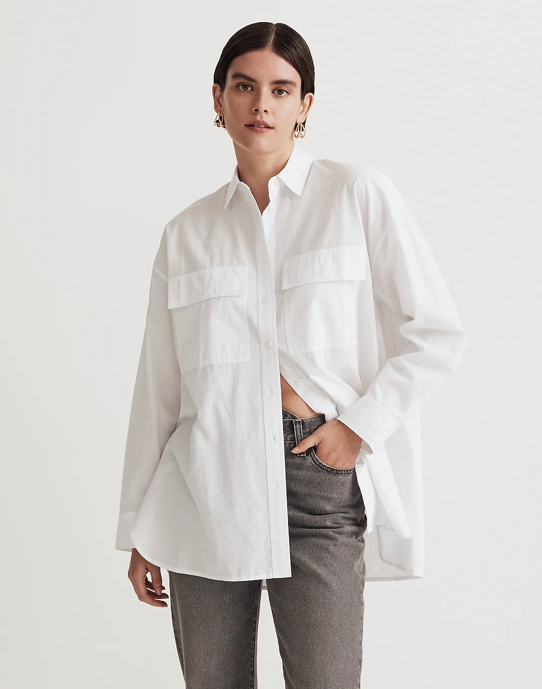 The Signature Poplin Oversized Button-Up Shirt: Flap-Pocket Edition | Madewell