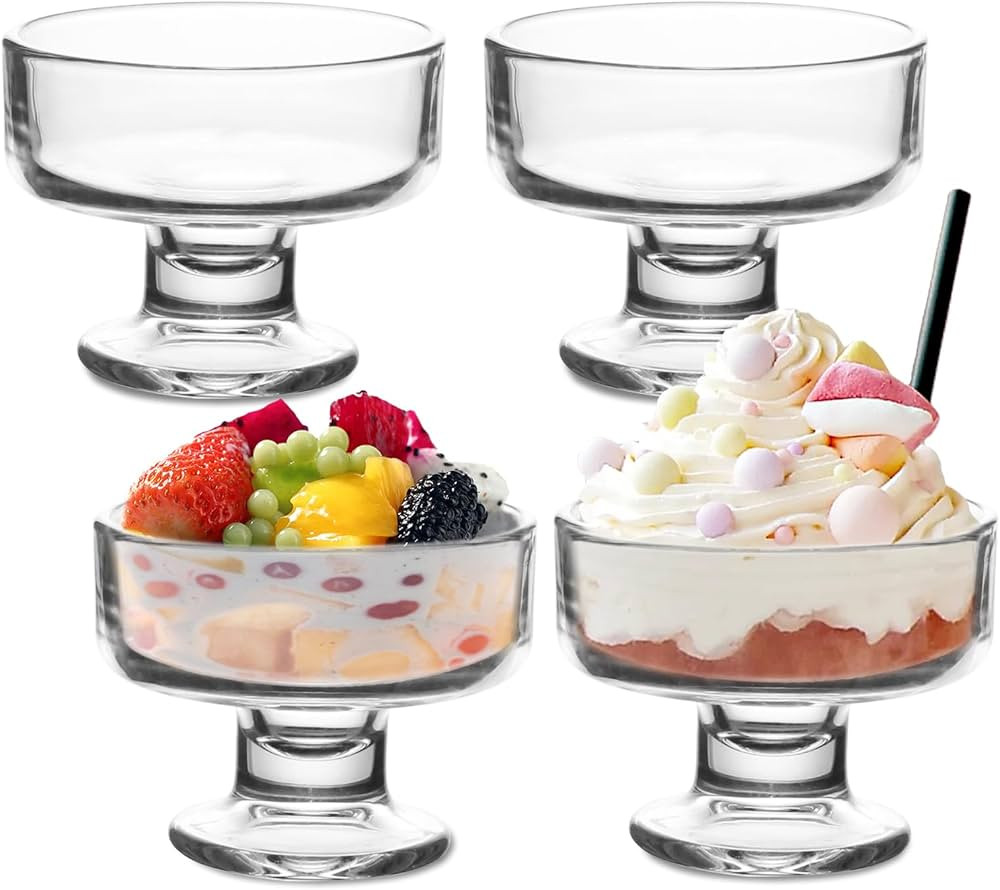 7oz Glass Ice Cream Bowls- Versatile Dessert Bowls & Cups for Mixed Drinks, Desserts, Nuts, Fruit... | Amazon (US)