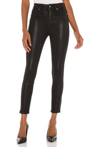 7 For All Mankind The High Waist Ankle Skinny With Faux Pockets in Black Coated from Revolve.com | Revolve Clothing (Global)