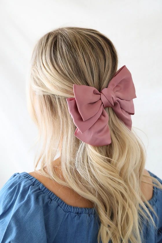 Bow and Behold Pink Satin Oversized Bow Hair Clip | Lulus (US)