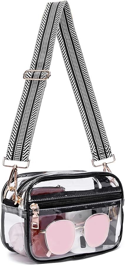 Small Crossbody Bag with Wide Guitar Strap Camera Purse Shoulder Handbag Satchel | Amazon (US)