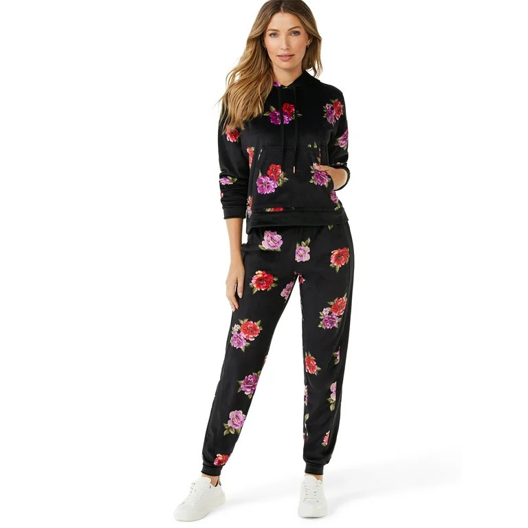 Sofia Intimates by Sofia Vergara Women's and Women's Plus Size Cropped Hoodie and Jogger Pants Se... | Walmart (US)