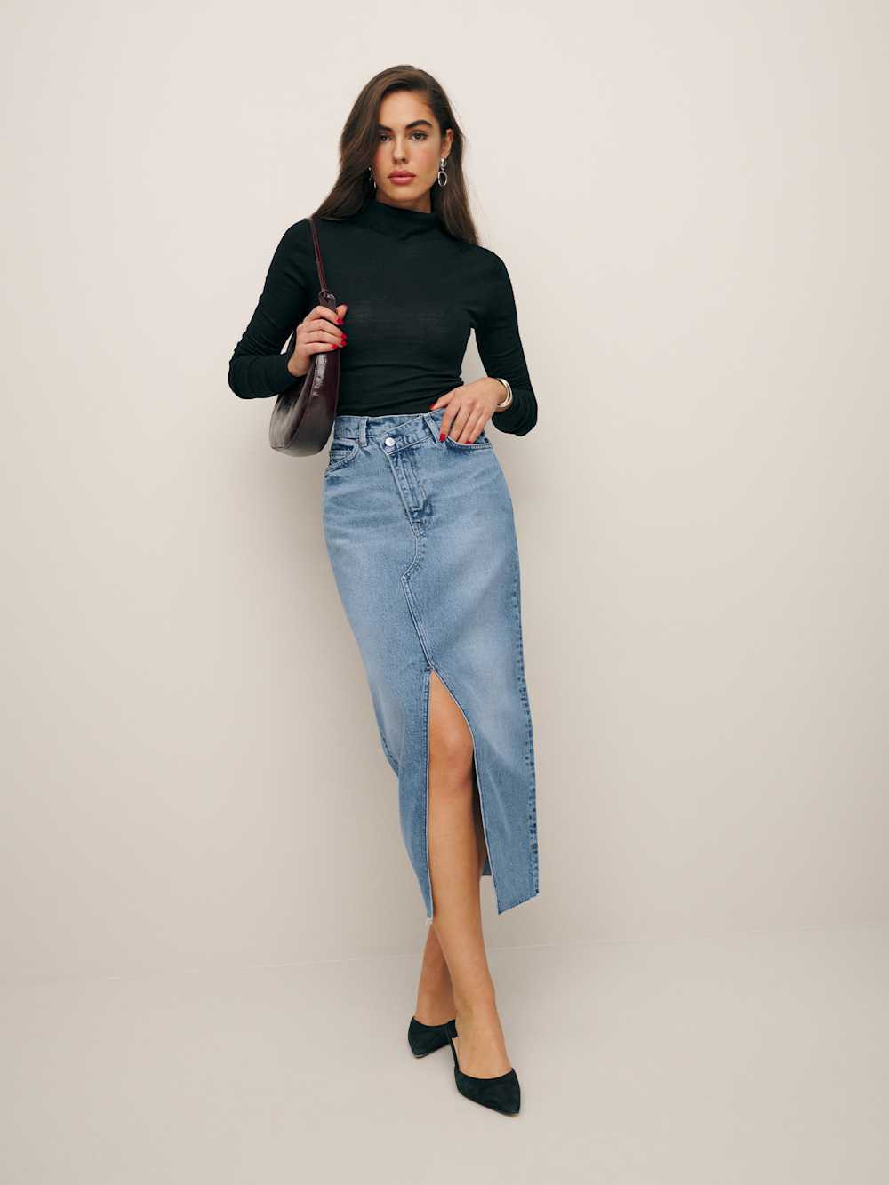 Nila Long Denim Skirt | Reformation (Global)
