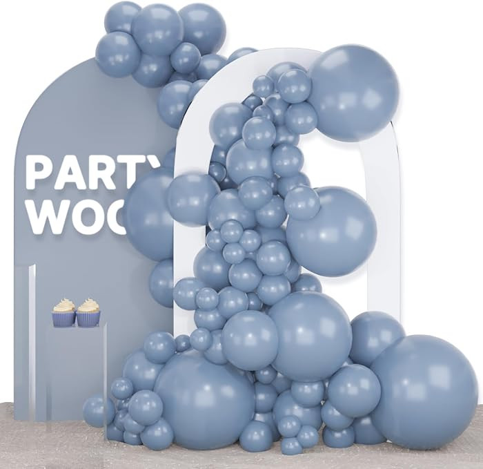 PartyWoo Dusty Blue Balloons 140pcs Different Sizes Pack of 18 12 10 5 Inch Slate Blue Boho Neutr... | Amazon (US)