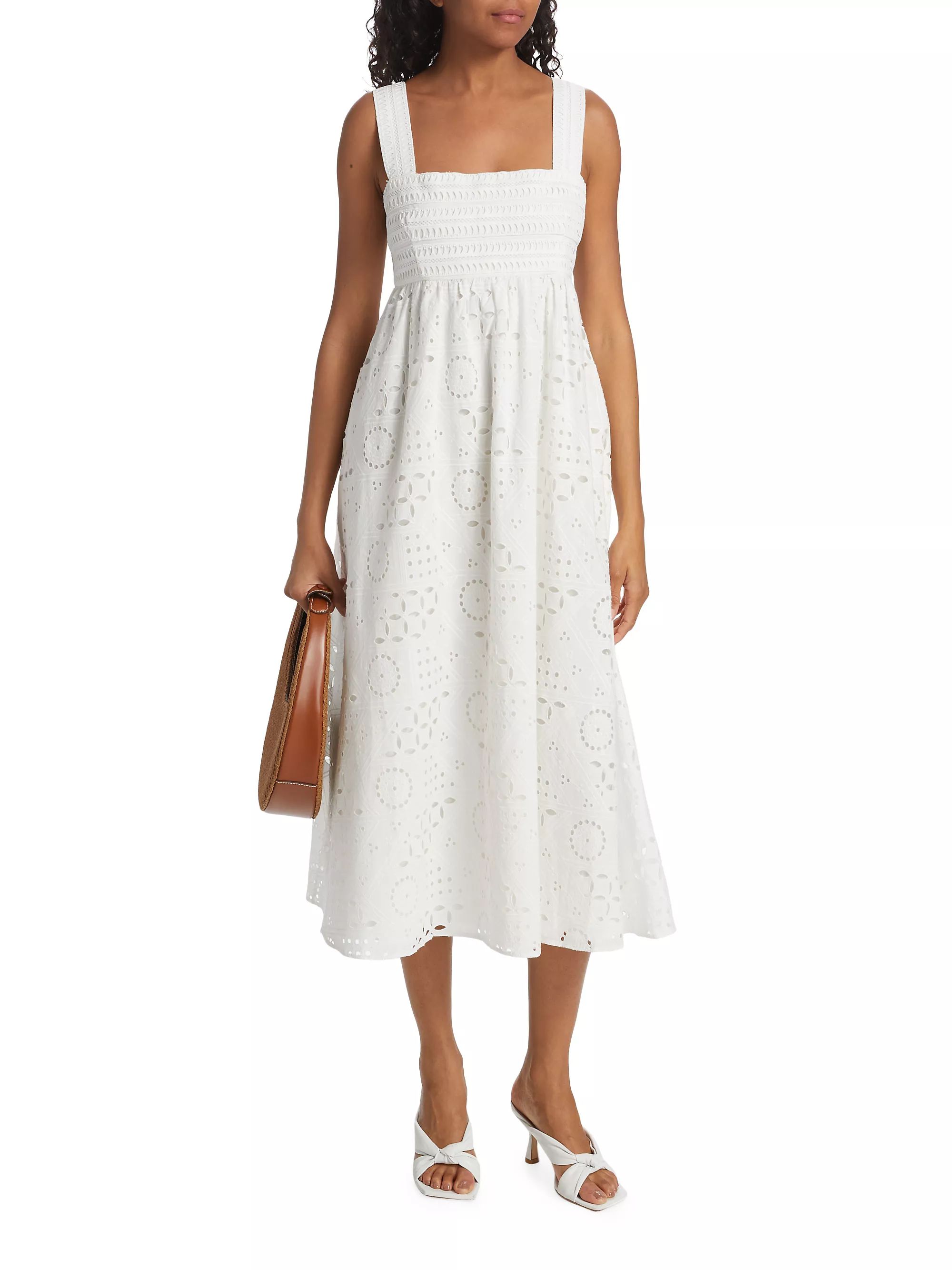 Eyelet Cotton Midi-Dress | Saks Fifth Avenue