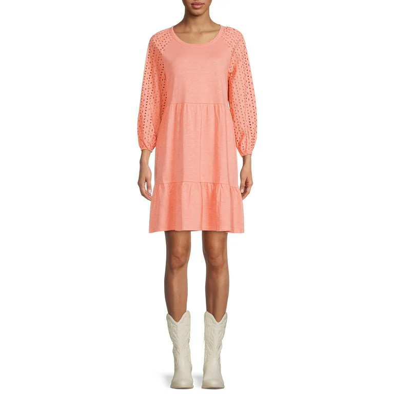 Time And Tru Women's Eyelet Sleeve Dress | Walmart (US)