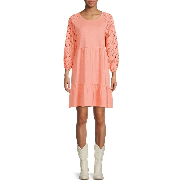 Time And Tru Women's Eyelet Sleeve Dress | Walmart (US)