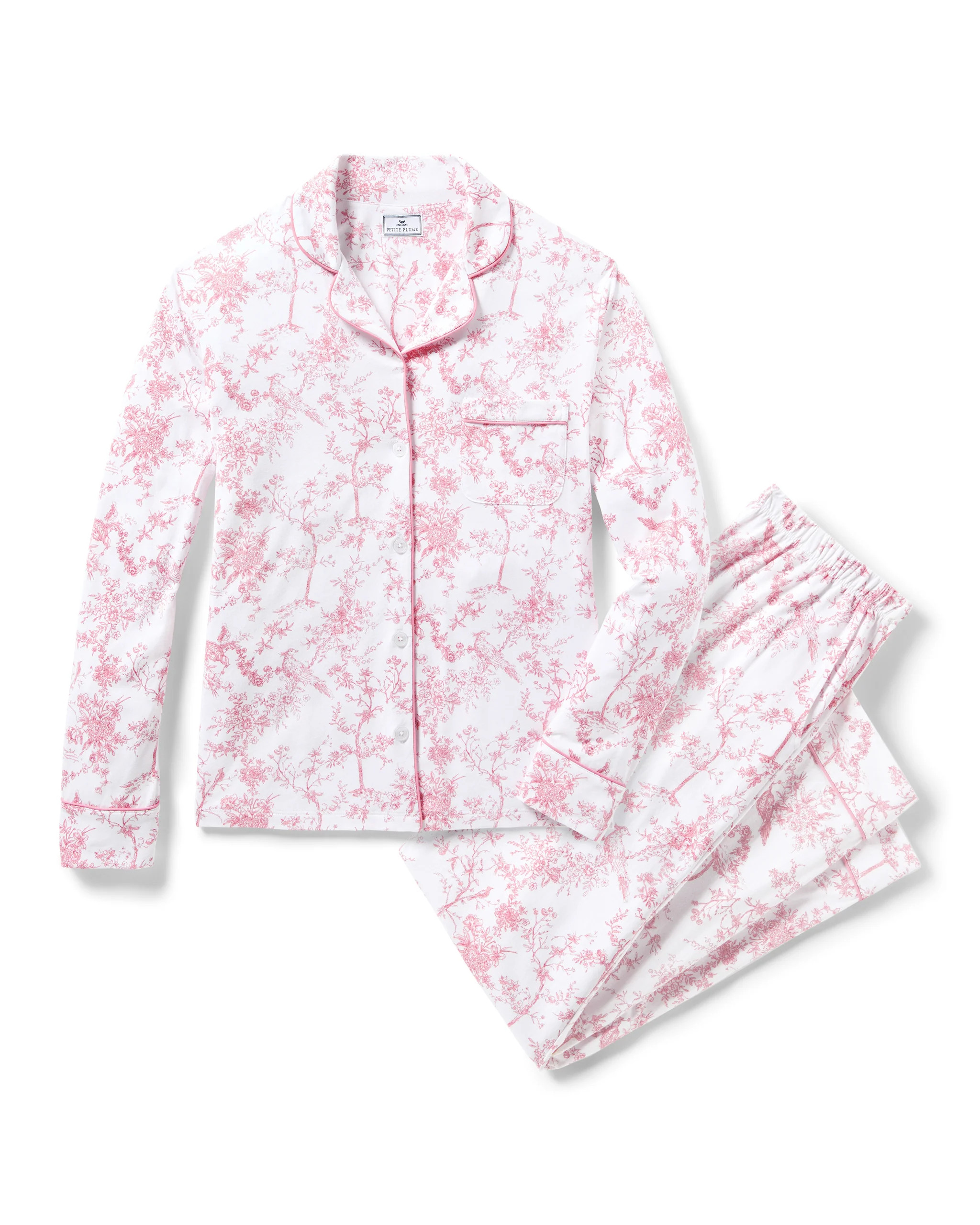 Women's Pima Pajama in Pink Timeless Toile | Petite Plume