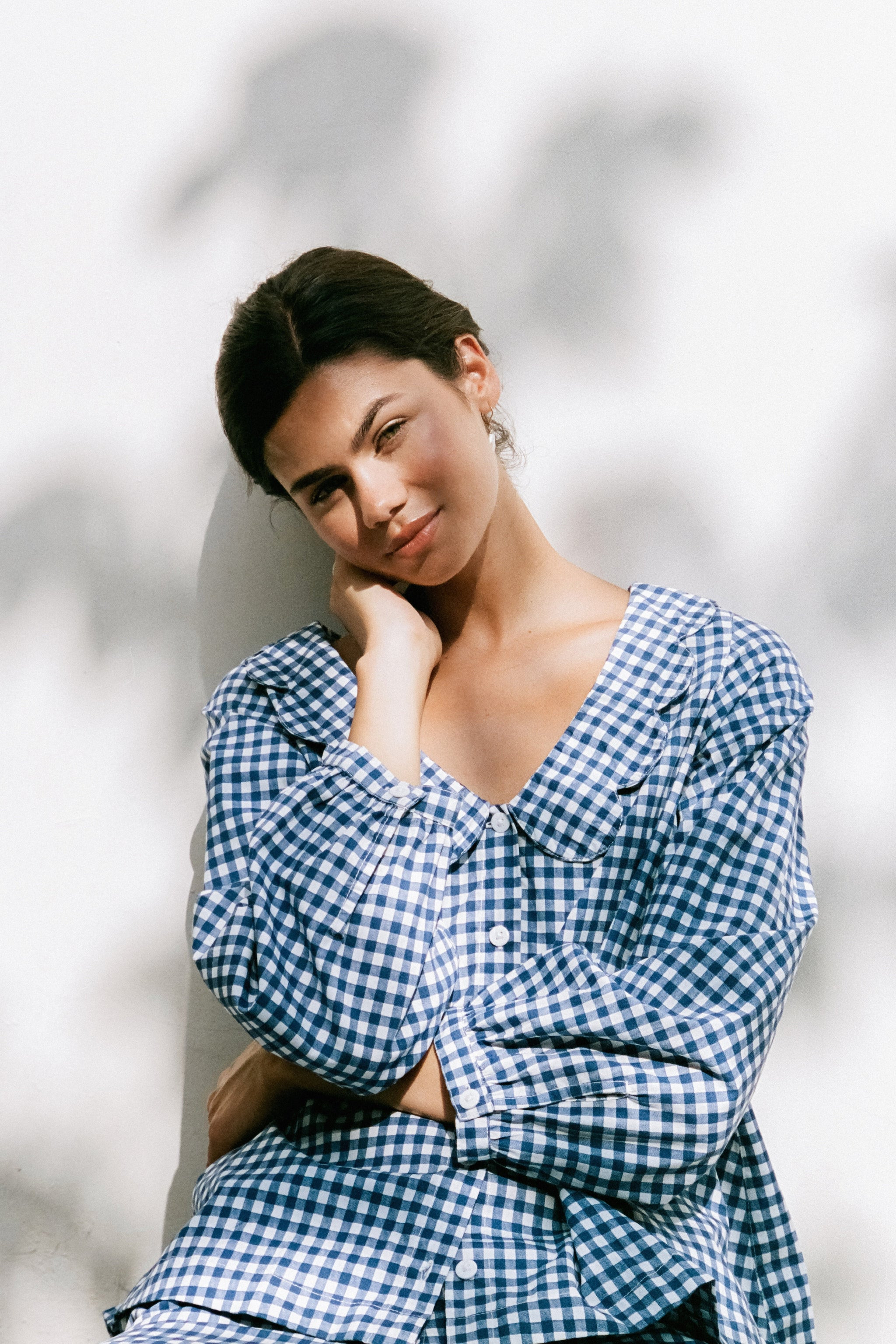 Penelope Sleep Set - Long - Gingham - Navy | Piyama US