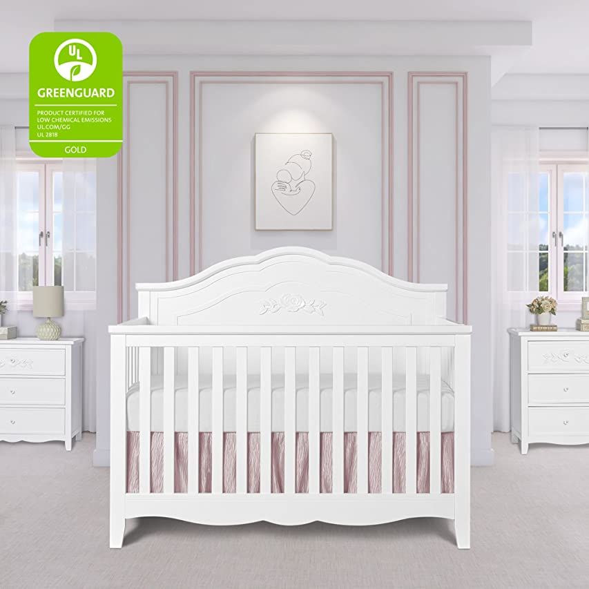 Evolur Aurora 5-In-1 Convertible Crib In Ivory Lace, Greenguard Gold Certified, Features 3 Mattress  | Amazon (US)