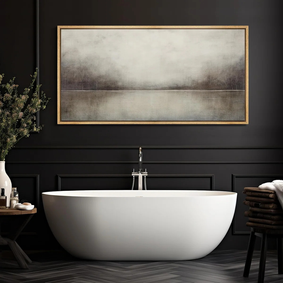 Minimal Landscape Tranquil Neutral Abstract Landscape Retro Moody Extra Large Framed Art Home Dec... | Wayfair North America