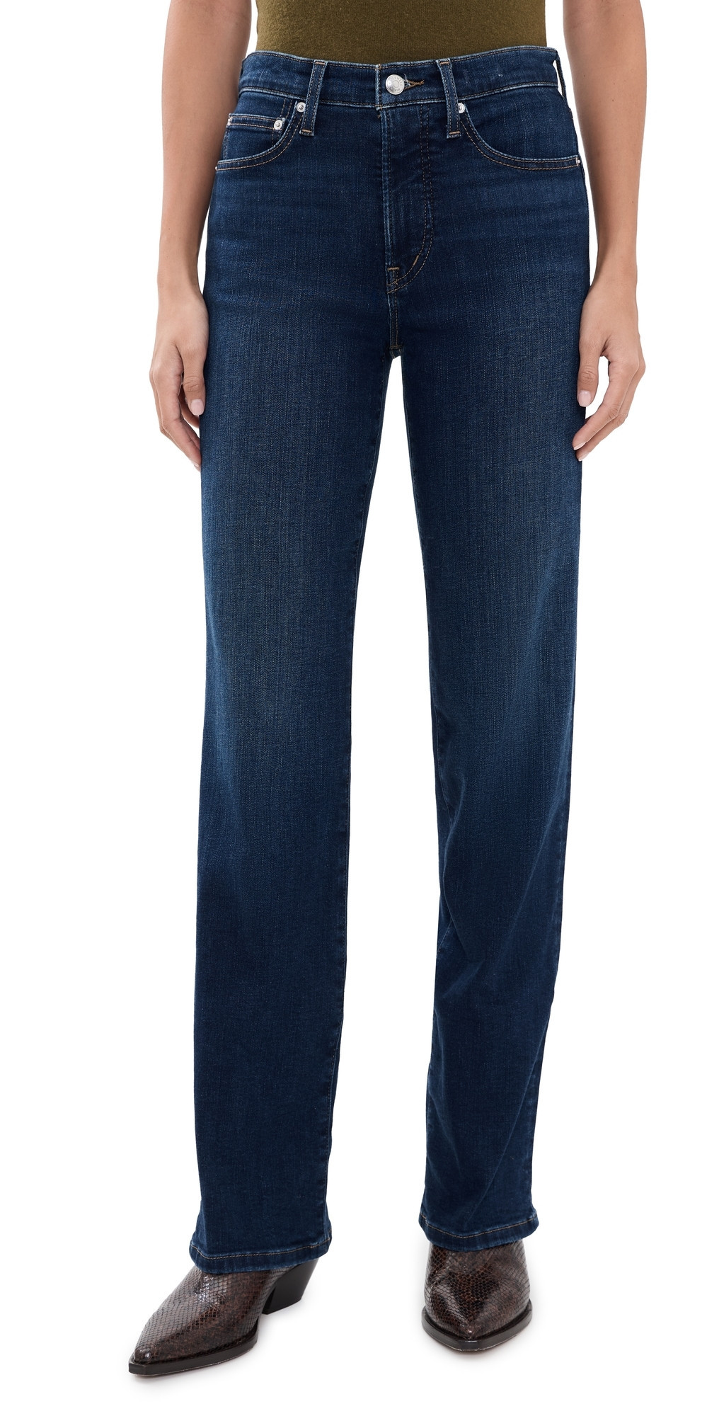 Madewell The Straight Jeans in Super Stretch Denim Deep Ocean Wash 32 | Shopbop