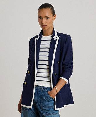 Women's Two-Tone Double-Breasted Pique Blazer | Macy's
