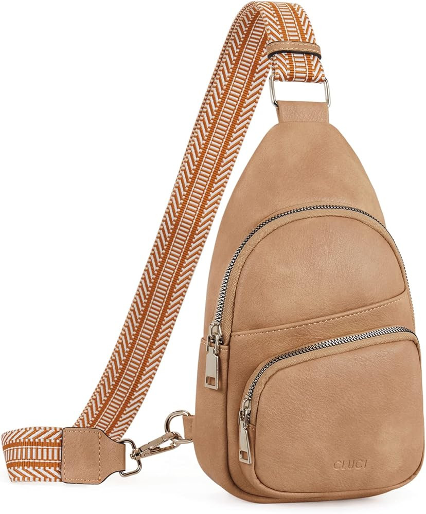 CLUCI Small Sling Bag for Women,Vegan Leather Fanny Pack Crossbody Bags for Women,Chest Bag With Gui | Amazon (US)