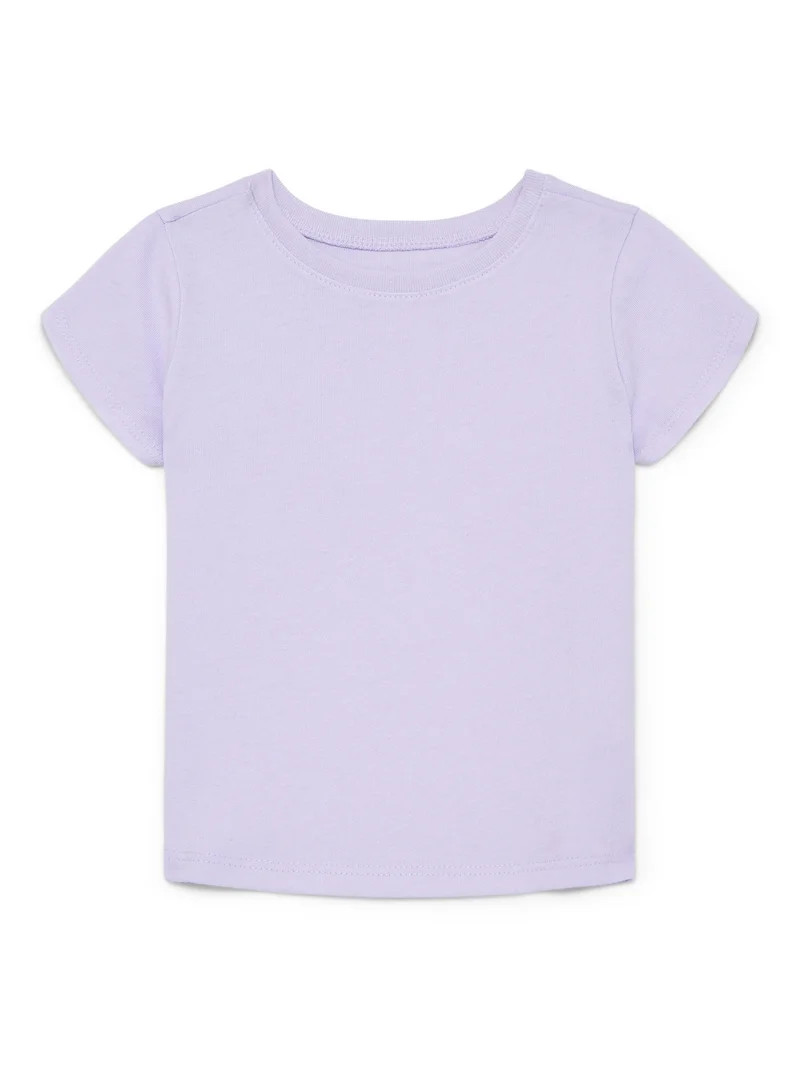Wonder Nation Baby Girls Crewneck Tee with Short Sleeves, Sizes 0/3M-24M | Walmart (US)