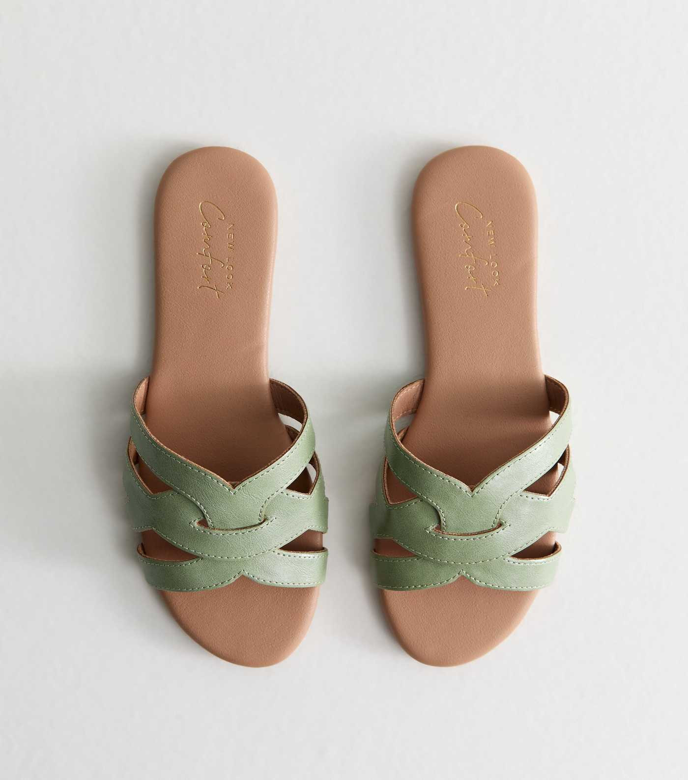 Mint Green Faux Leather Cut Out Interwoven Strap Sandals | New Look | New Look (UK)