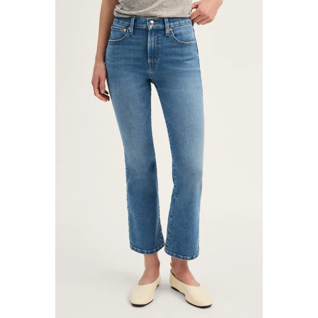 Madewell The Flare Super Stretch Crop Jeans in Midvale Wash at Nordstrom, Size 26 | Nordstrom