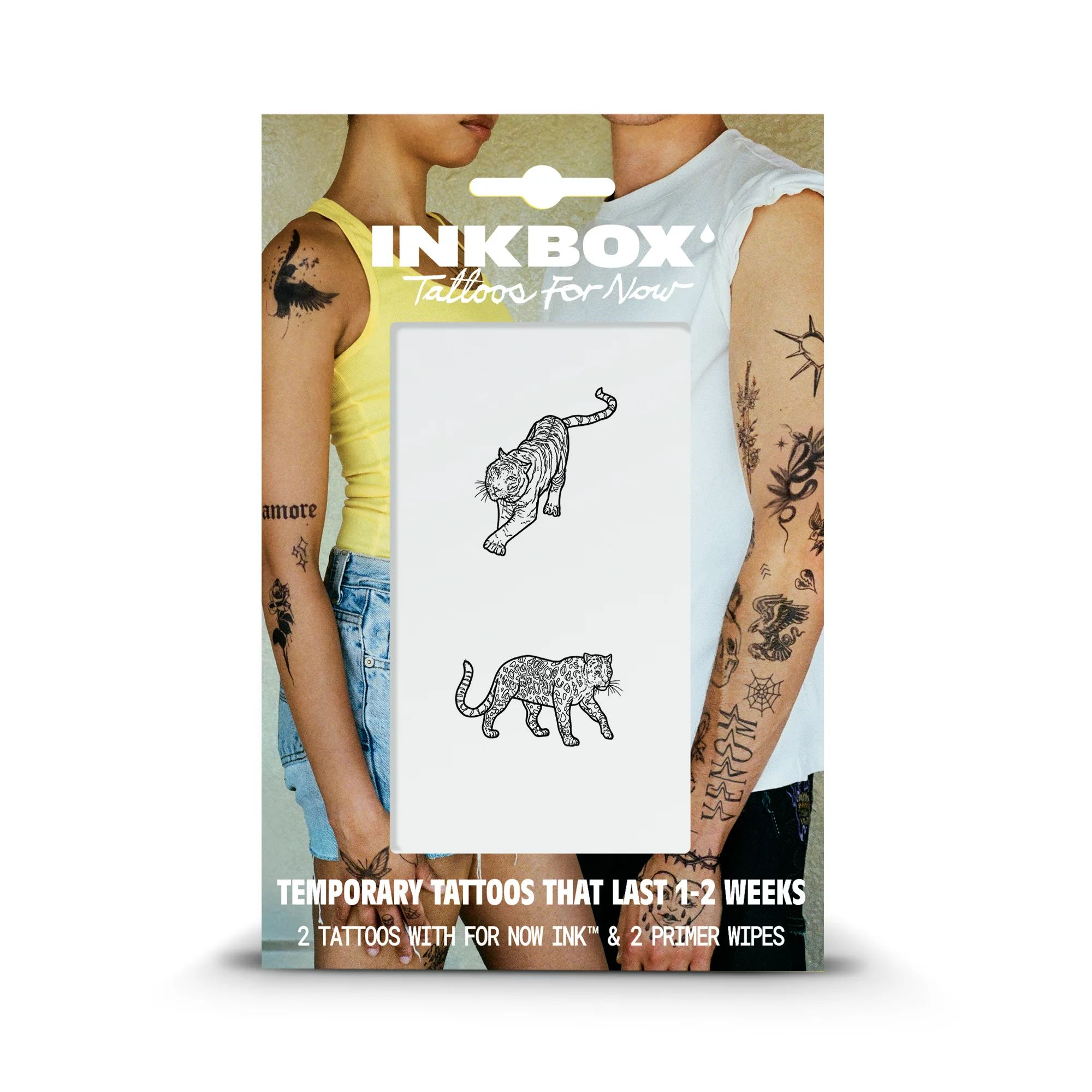 Inkbox Temporary Tattoos, Tiger Leopard, Water-Resistant, Perfect for Any Occasion, Black, 2 Pack | Walmart (US)