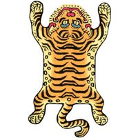 Hand Tufted Yellow & Black Tibetan Tiger 3x5 Feet Woven Wool Buddhism Area Rug | Etsy (US)