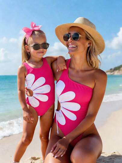 Emery Rose Kids Emery Rose Kids Young Girl Knitted Floral Pattern Spaghetti Strap Bikini Top | SHEIN