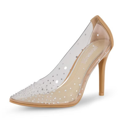 CUSHIONAIRE Women's Glam Clear Rhinestone Dress Pump +Memory Foam - Clear/Nat 9W | Target