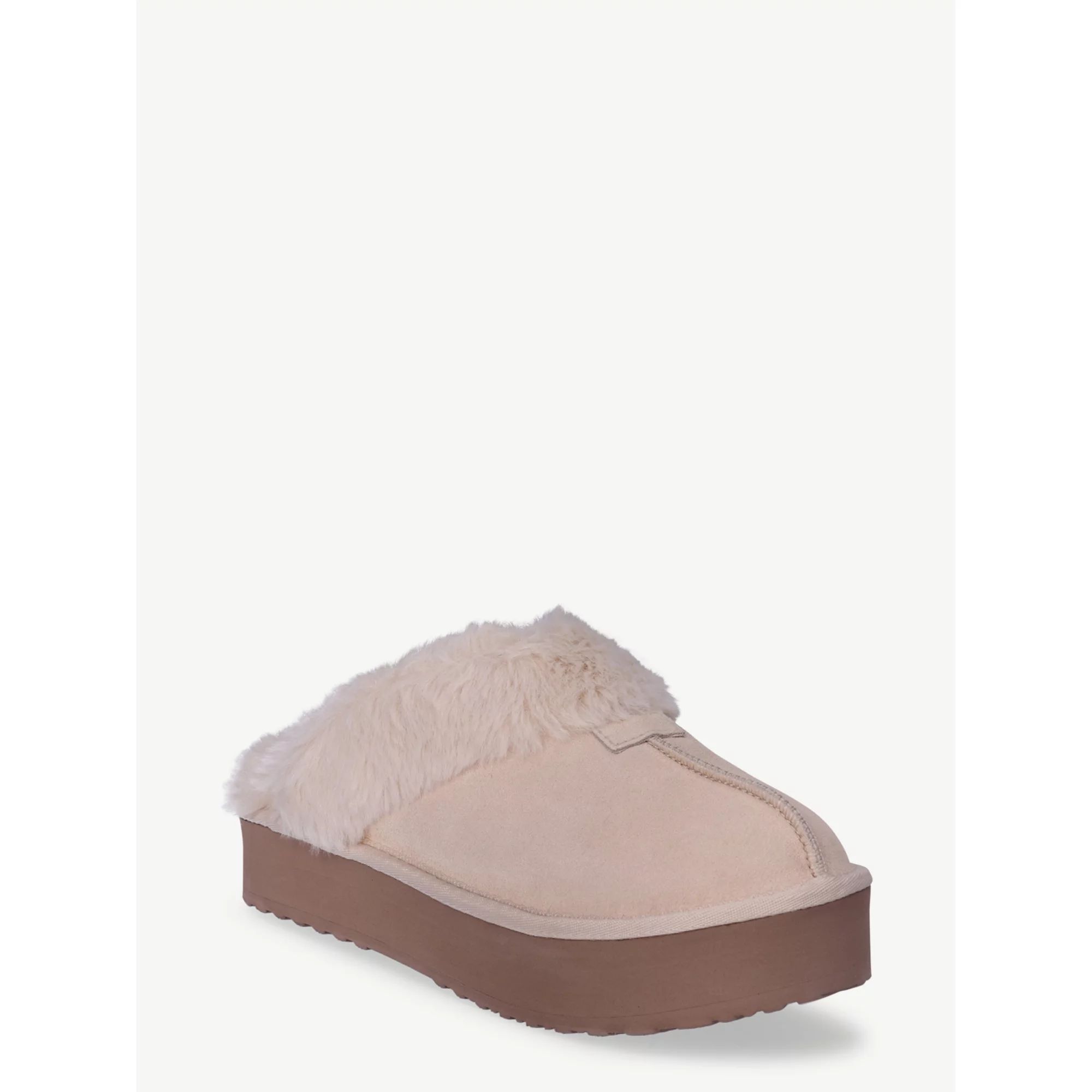 Joyspun Women's Genuine Suede Platform Slipper - Walmart.com | Walmart (US)