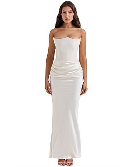 David Jones House of CB Persephone Strapless Corset Dress in Ivory, Size Medium | David Jones (Australia & New Zealand)