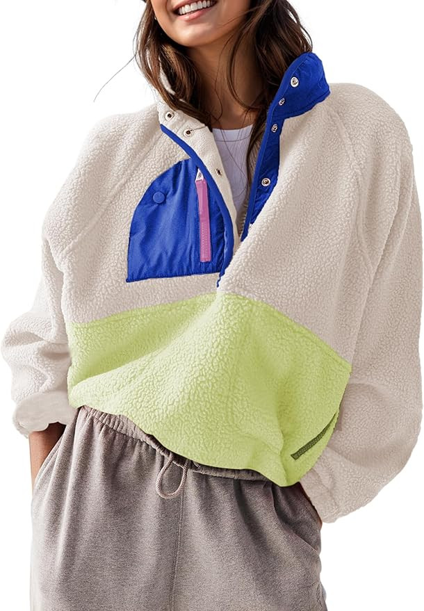 AMEBELLE Women’s Lightweight Fleece Pullover Jacket Cropped Fall Winter Fuzzy Sherpa Jacket Swe... | Amazon (US)