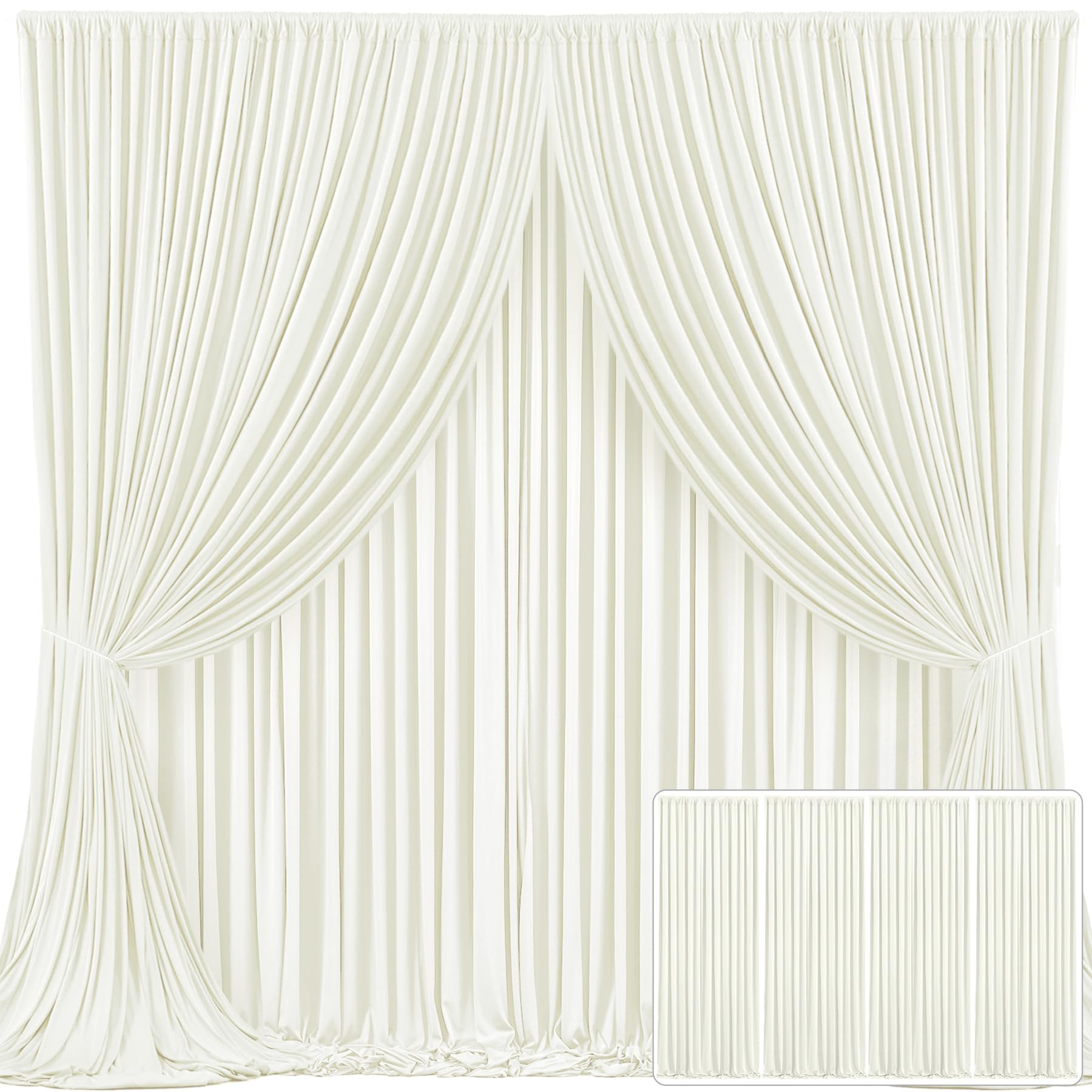 4 Panels Ivory Backdrop Curtain for Wedding Parties Wrinkle Free Ivory Photo Curtains Backdrop Dr... | Amazon (US)