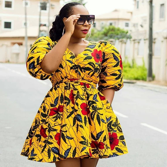 Tiwa Ankara midi dress with balloon sleeve, African print dress, Ankara midi dress, midi dress, wome | Etsy (US)