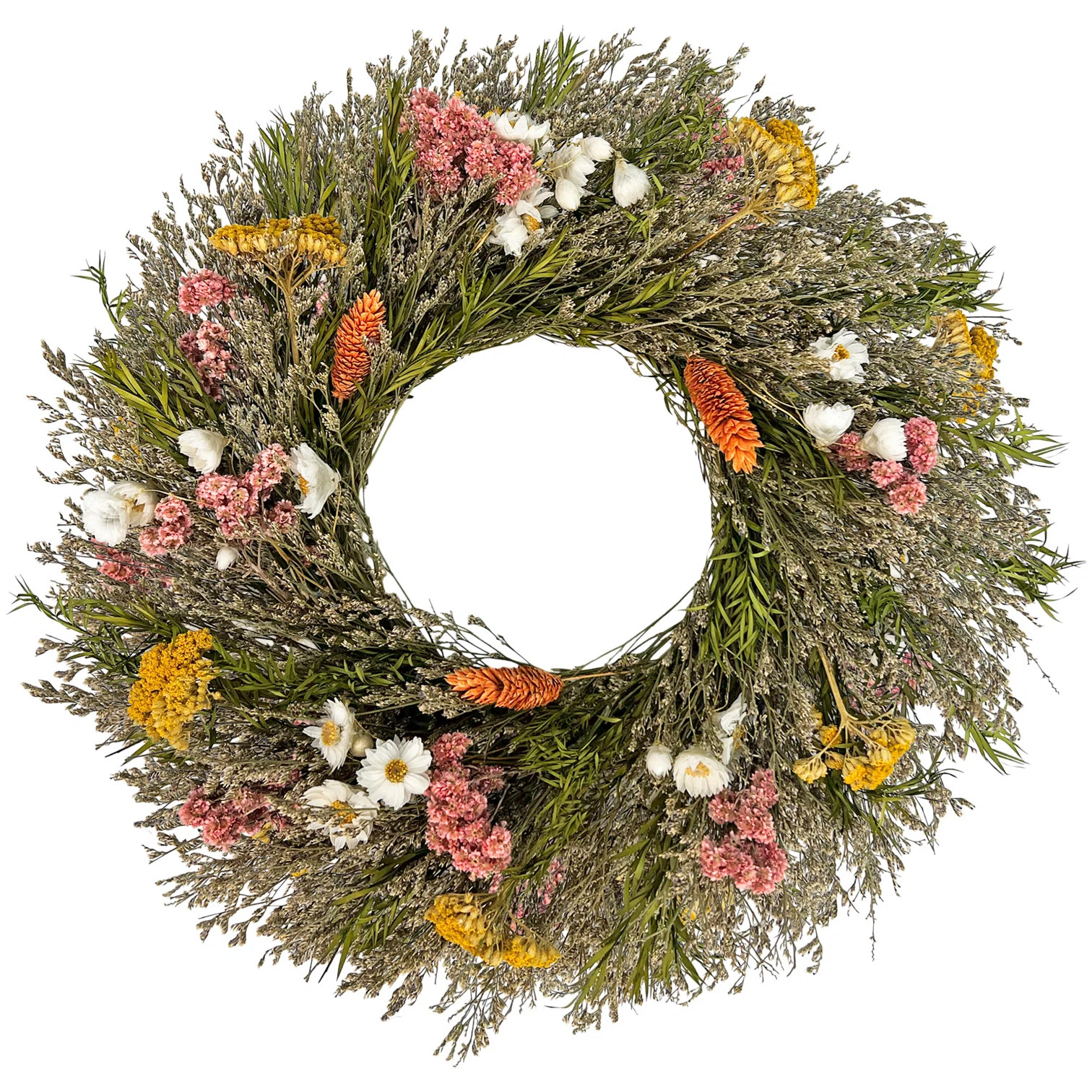 Preserved Botanical Wreath – Natural Mixed Blooms | Wayfair North America