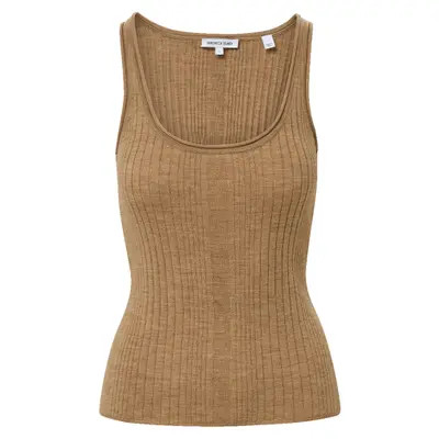 Veronica Beard Burke Merino Wool Rib Sweater Tank in Dark Khaki at Nordstrom, Size X-Small | Nordstrom