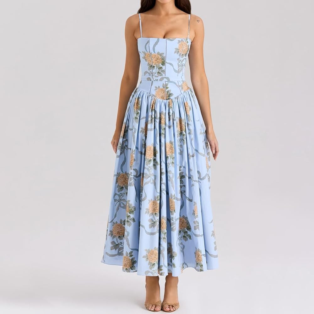 Women's Spaghetti Strap Maxi Dinner Party Dress Elegant Floral Print Holiday Dress 2026 | Amazon (US)