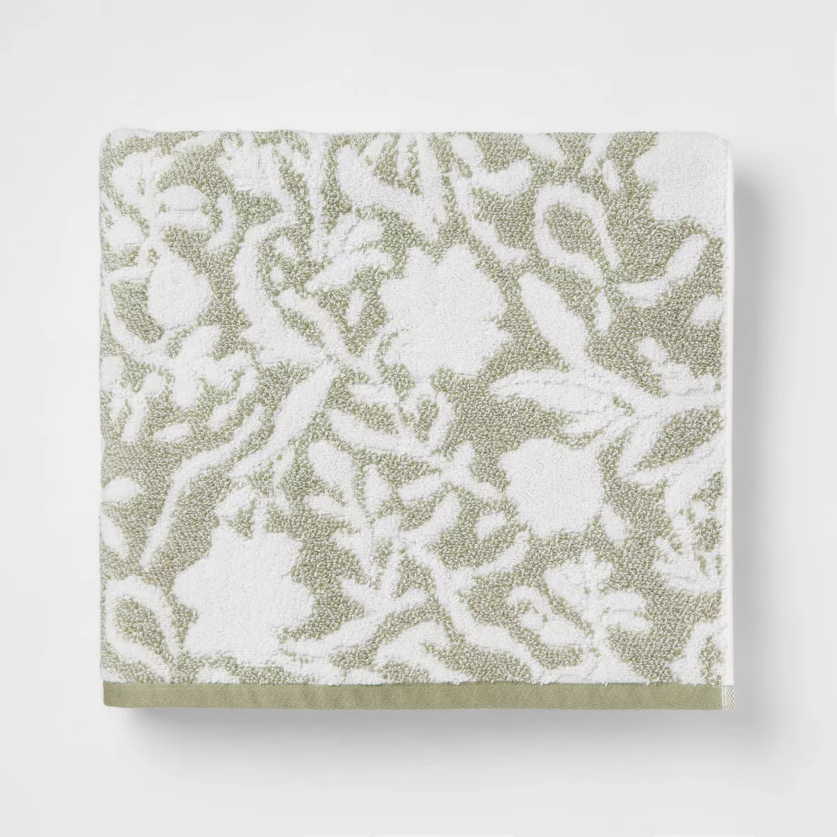 Performance Plus Bath Towel Light Green Floral - Threshold™: Heavyweight Cotton, Jacquard Terry... | Target