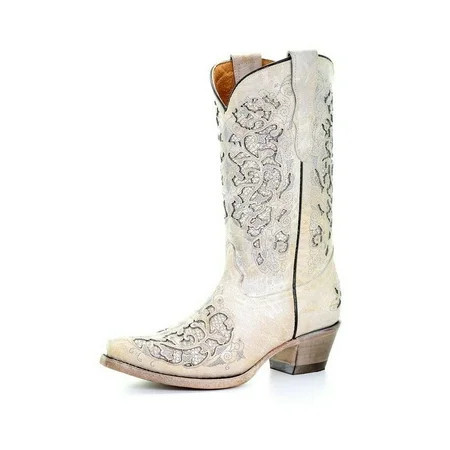Corral Western Boots Girls 11 Pull On Glitter Inlay White T0021 | Walmart (US)