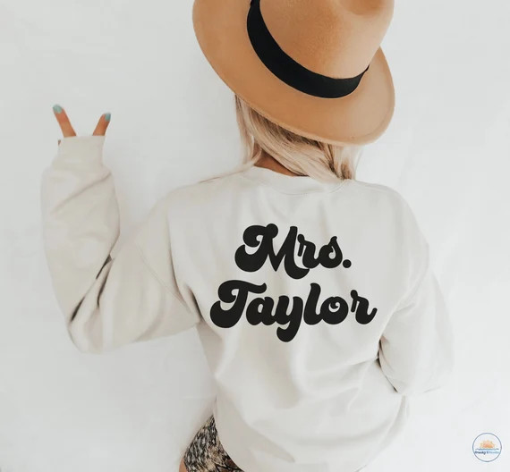 Mrs. Sweatshirt, Mrs. Bride Sweatshirt, Bride Gift, Personalized Mrs. Sweatshirt, Retro Wedding, ... | Etsy (US)