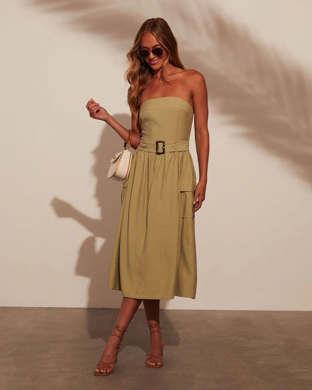 Nadia Strapless Belted A-Line Dress | VICI