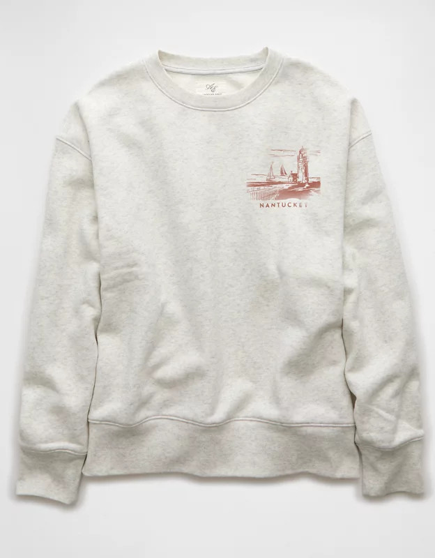 AE Everyday Luxe Destination Graphic Crew Neck Sweatshirt | American Eagle Outfitters (US & CA)