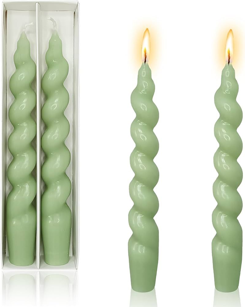 Taper Candle Green Spiral Candlesticks - 7INCH Short Tapered Candles Twisted Candlesticks Unscent... | Amazon (US)